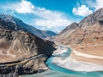 confluence indus zanskar rivers leh ladakh india